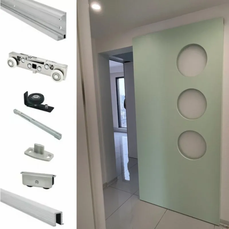 Hidden Tracks Sliding Door Hardware System Modern Invisible Ghost Doors Interior Two Way Damping Japanese Style Sliding Doors