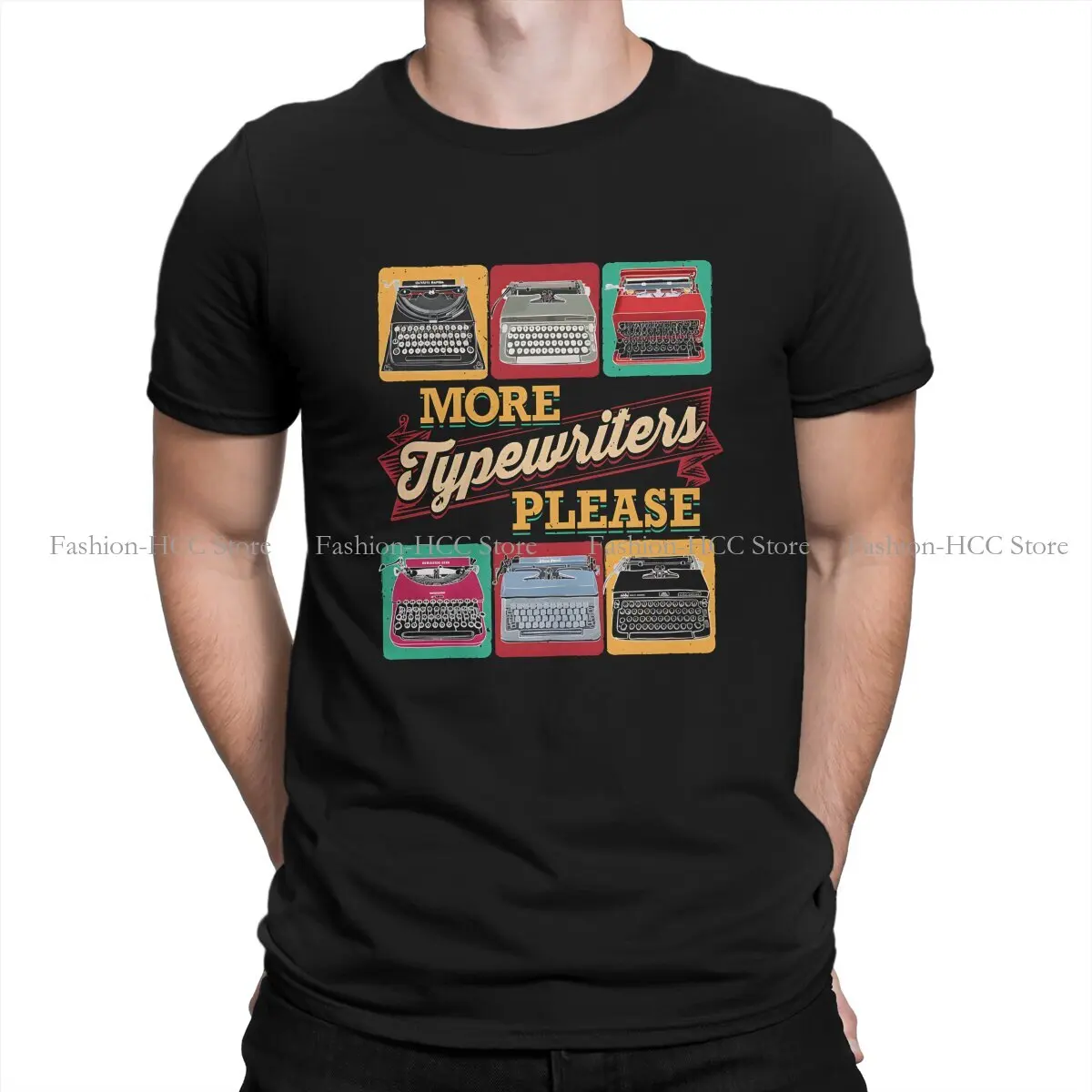 Colorful Hipster Polyester TShirts Typewriters Male Graphic Tops T Shirt O Neck