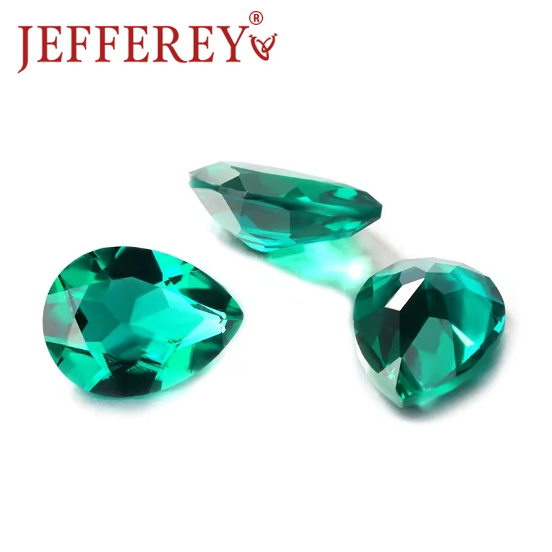 3x5mm-7x9mm Pear Shape Zambian Emerald Loose Gemstone Green Colour Full Specification Synthetic Lab Grown Stone Jewelry Making