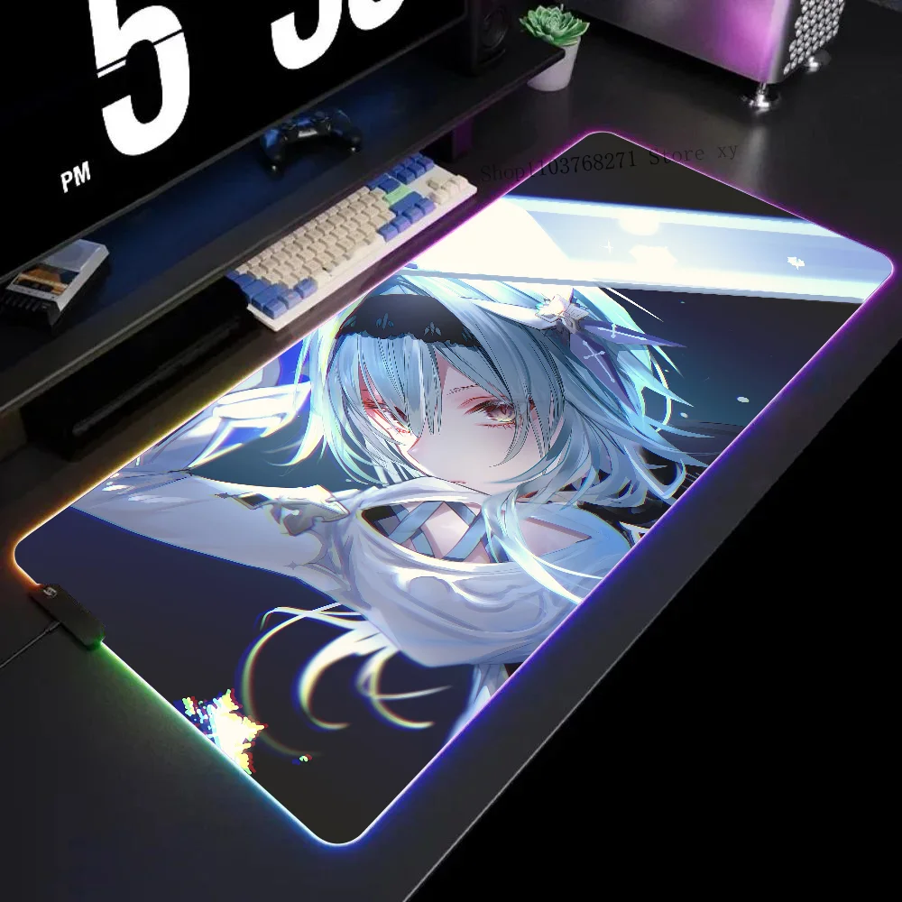 

Eula Genshin Impact Mousepad XXL RGB Gaming Mouse Pads HD Black Gamer Accessories Large LED