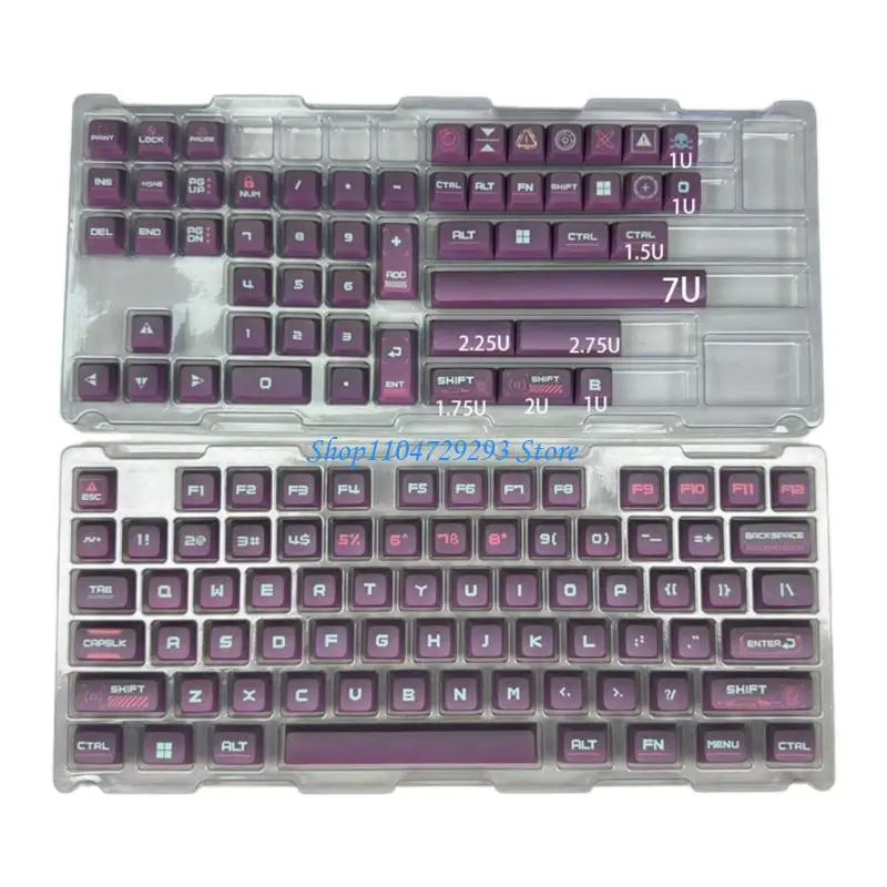 Y2GD XDA Profile Keycaps, 128Keys Gradual Change Color Thick PBT Enhances Durability for Mechanical Keyboards Typists