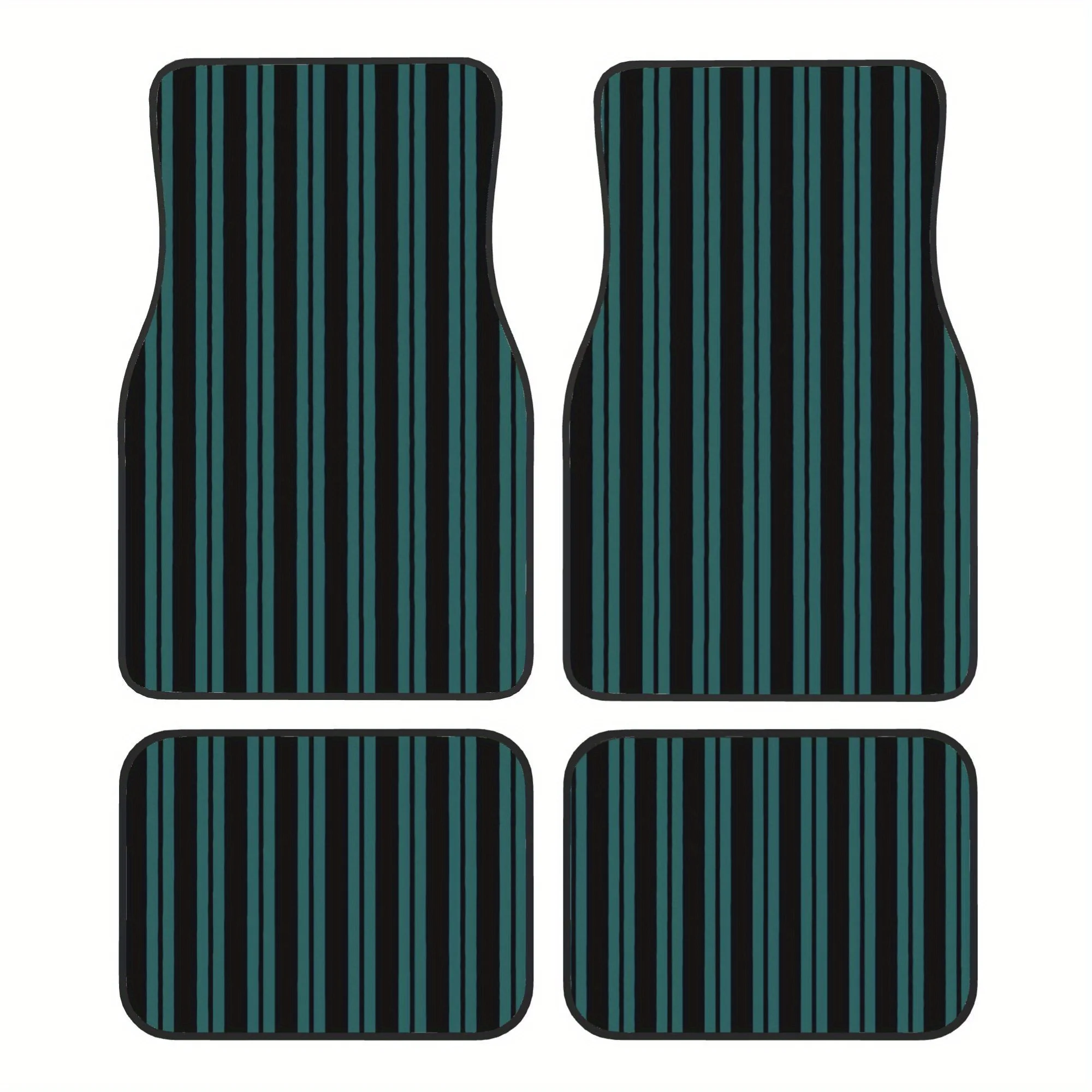 4pcs Haunted Mansion Maid Vertical Stripes Car Floor Mats - Durable Polyester Fiber, Fit For Cars, Playful Design, Ideal Gift, V