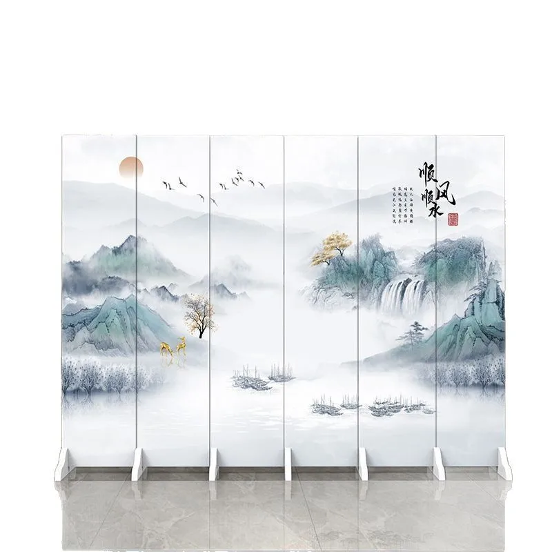 

Chinese screen partition living room hotel private room mobile folding office meeting room simple shielding double-sided foldin