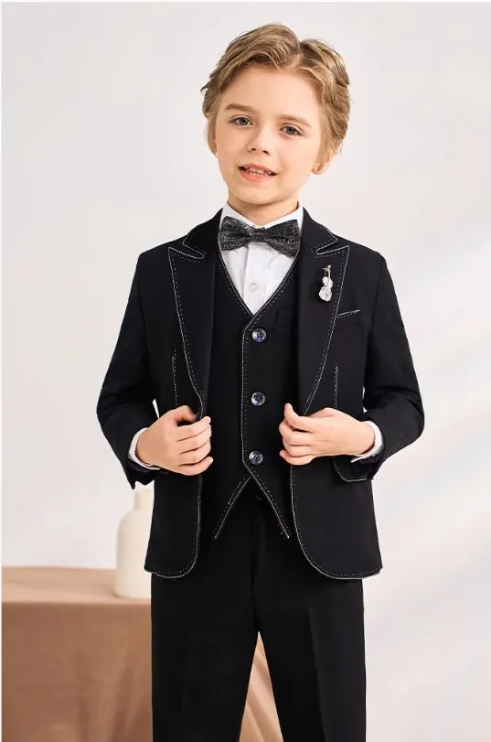 Children Piano Photograph Suit Kids Wedding Party Dress Boys Violin Birthday Tuxedo Dress Teenager Graduation Stage Costume