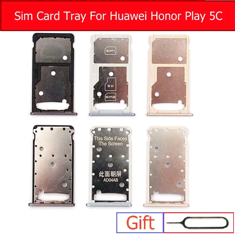 Genuine   & SIM Card Tray For Huawei Honor Play 5C NEM-TL00H UL10 L22 L23 L51 Sim & Memory Card Slot Holder Replacement