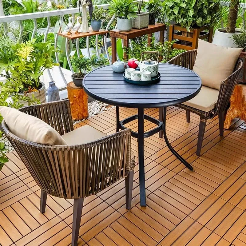 

Rattan chair three-piece balcony small table and chair coffee table rattan back chair outdoor leisure tea table combinatio
