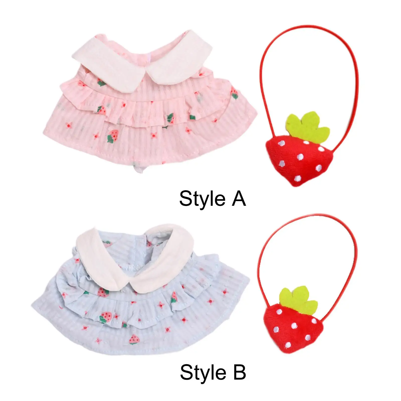 2 peças de vestido de bonecas da moda e bolsa, roupas para bonecas de 15-20 cm