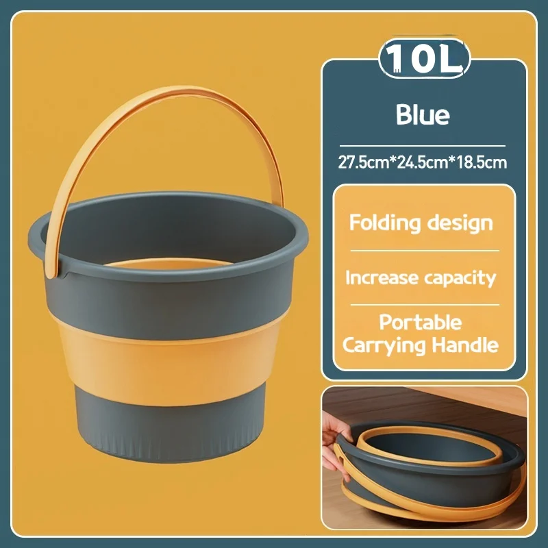 5/10/17L Portable Folding Bucket Multifunctional Thickened Silicone Bucket for Car Washing and Fishing Camping Folding Bucket
