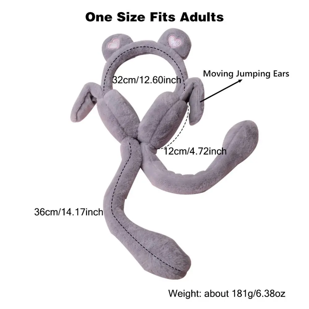 Windproof Moving Jumping Ears Winter Warm Earmuffs Heart Bear Airbag Student Ear Warmers Gift for Ladies Girls