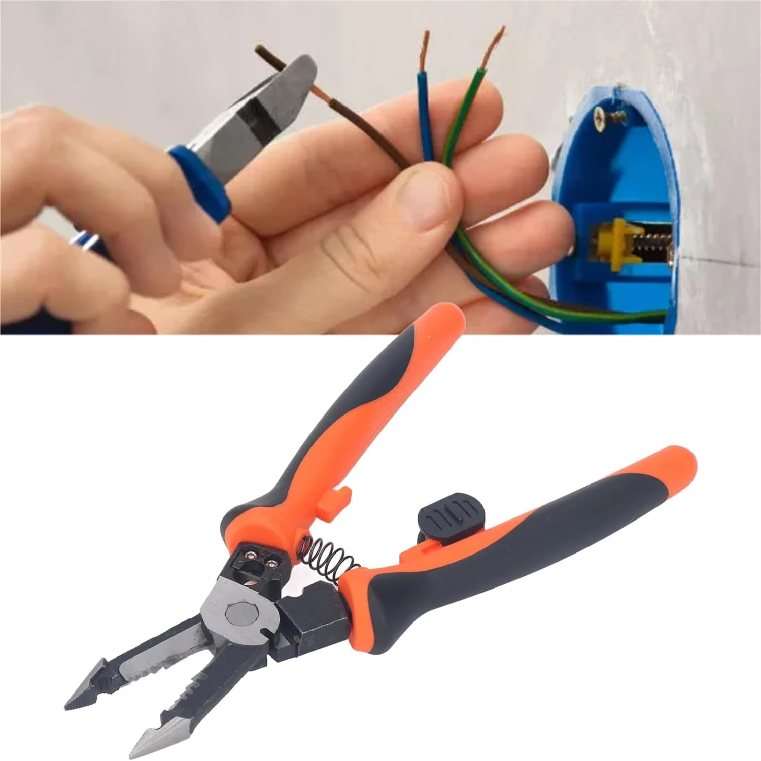 Efficient and durable high-quality wire stripper for professional electricians with strong shear force and sharply cut edge. Erg