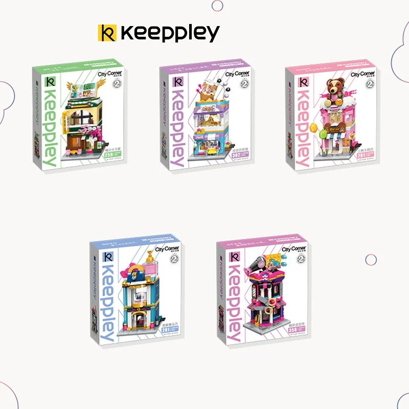 keeppley building block colorful street scene series second season assembled house toy collection hand-made birthday gift