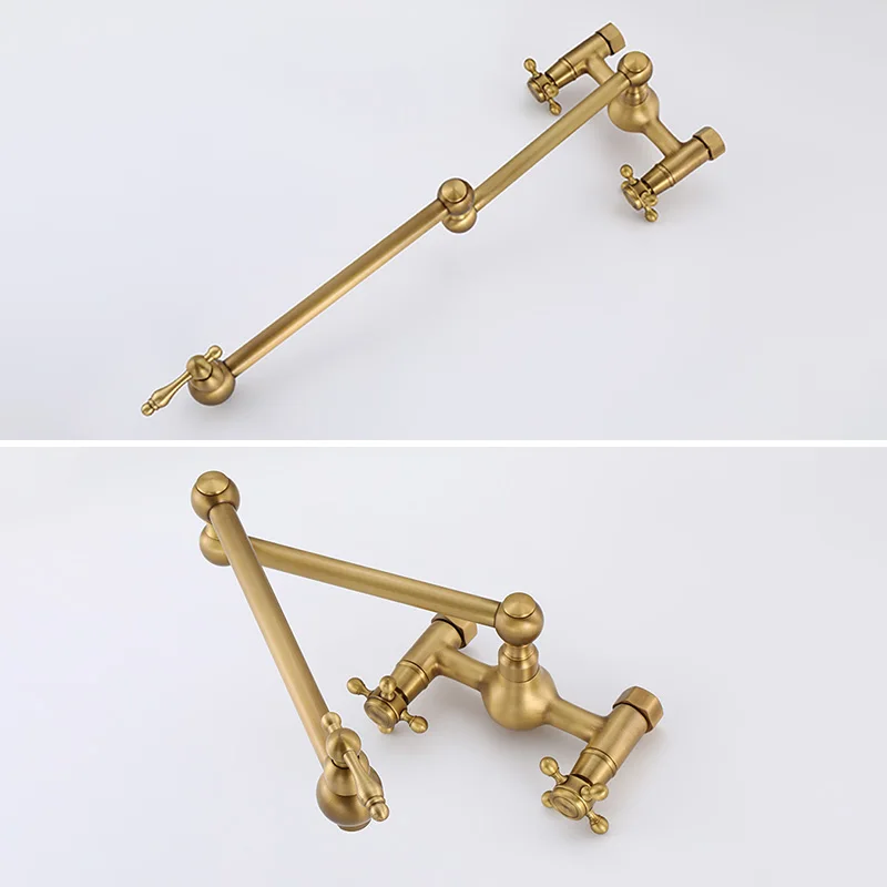 Wall-Mounted Antique Brass Kitchen Faucets Hot Cold Water Filter Tap for Kitchen Sink Mixer Folding Kitchen Faucet EL542A