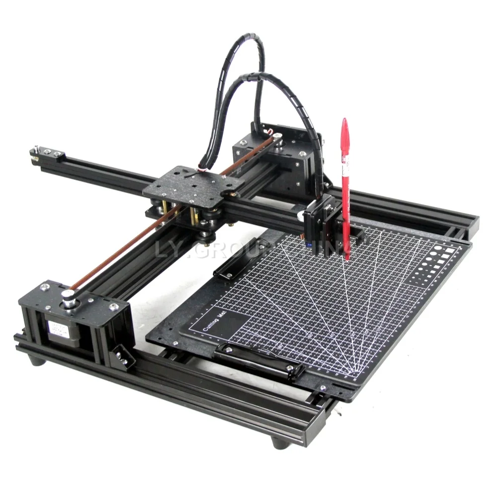 

DIY Disassembled LY Desktop XY Plotter Writing Pen Drawing Robot Belt Pulley Cross Type with Base Plate Table Mat Support