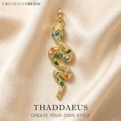 Pendant Golden-coloured Twisted Snake,Summer Boho Jewelry Pure 925 Sterling Silver Gift For Women