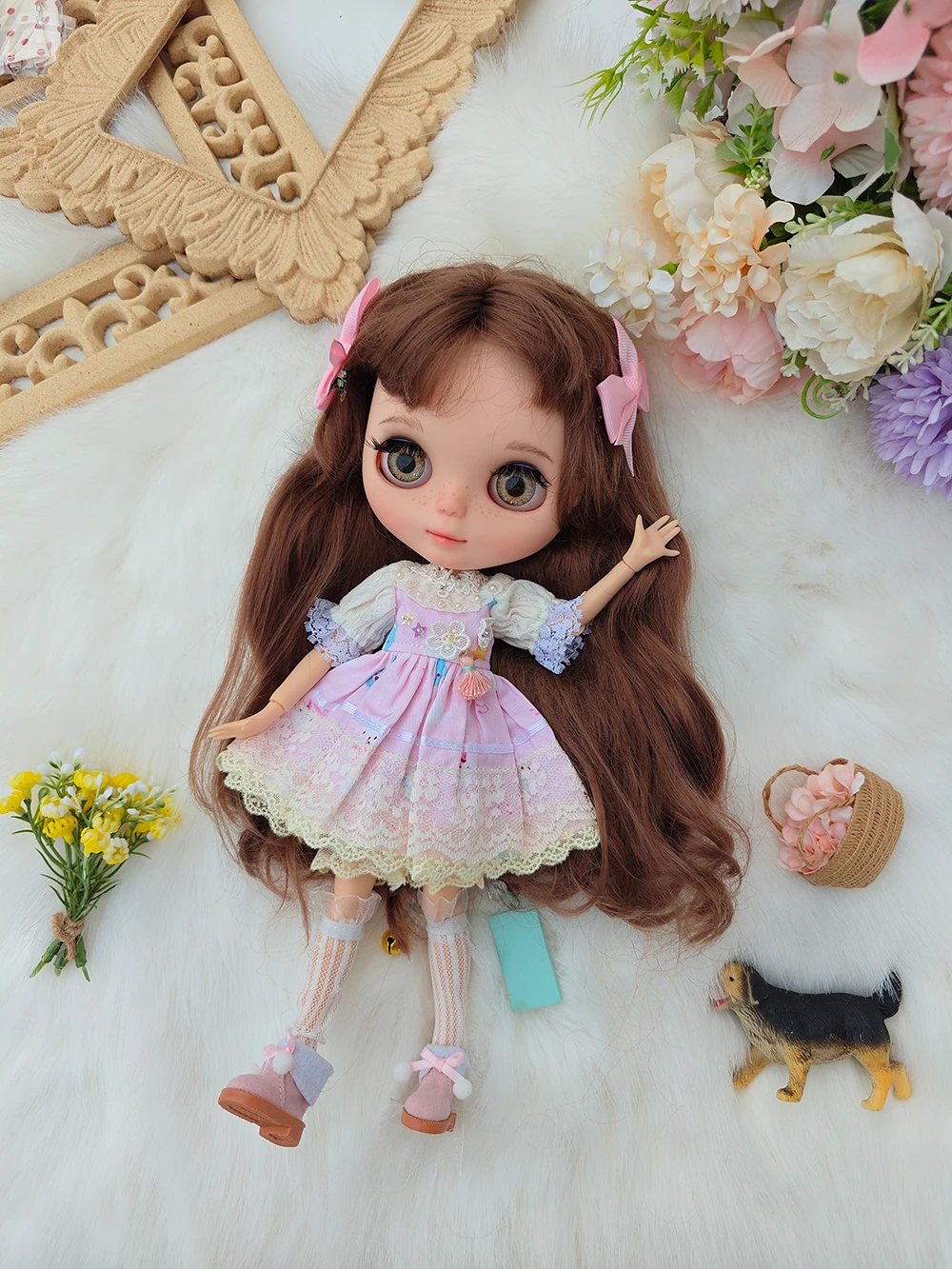 

ICY DBS Blythe Doll Toys for Girls dress Cute pink bead dress OB22 OB24 AZONE accessories blythe doll clothes