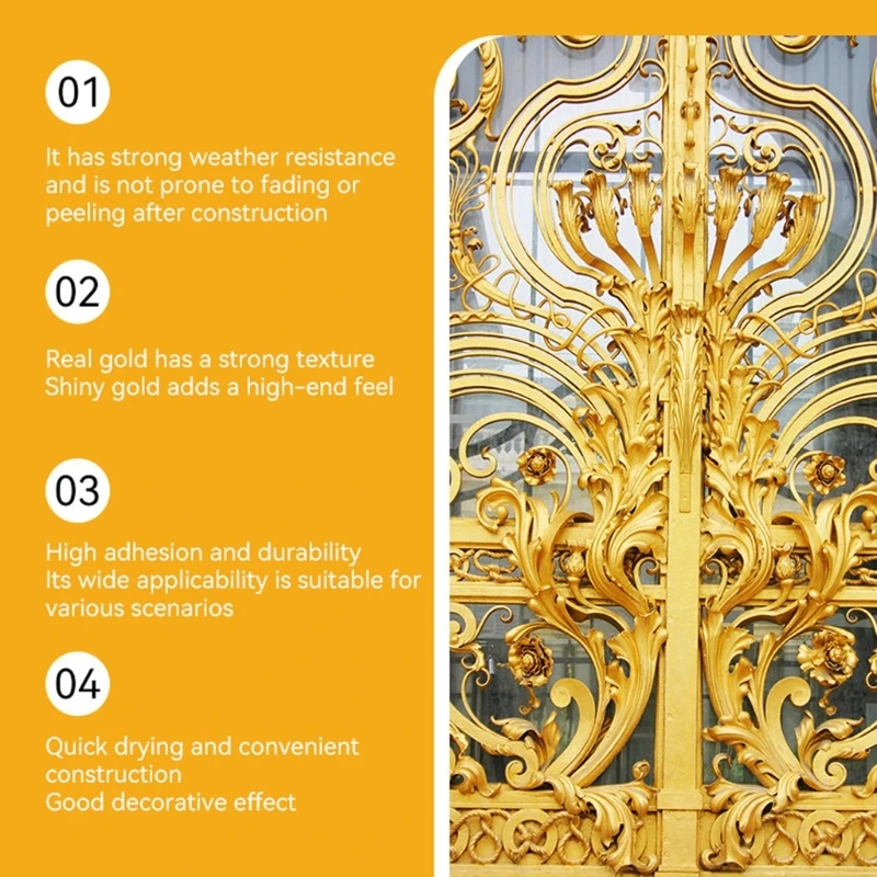Y6GD Water Base Gold Foil Paint Includes Brush Fast Drying for Easy Application