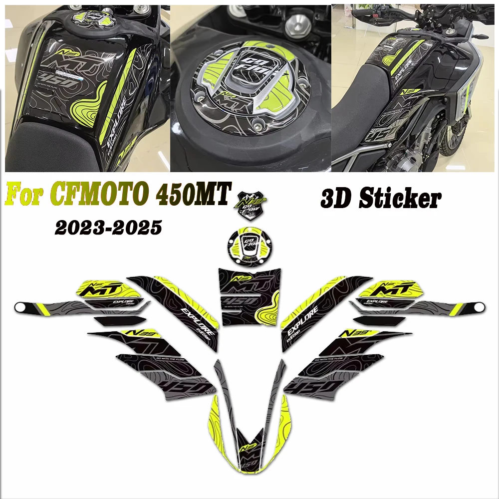 Adventure motorcycle waterproof protective tank pad, handlebar guard, 3D epoxy resin sticker, 23-25, suitable for CFMOTO 450MT
