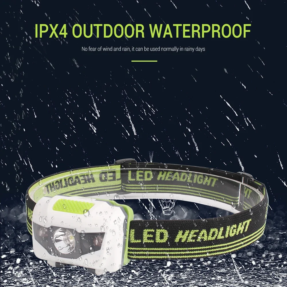 BORUiT Red & White LED Mini Headlamp 4-Mode 200LM Lightweight Headlight Waterproof Camping Hiking Head Torch Use AAA Battery