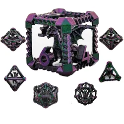 DND-dados de dragón poliédrico gigantes de Metal hueco, juego de 7 piezas para juegos de mesa, accesorios de fiesta de Halloween, navidad