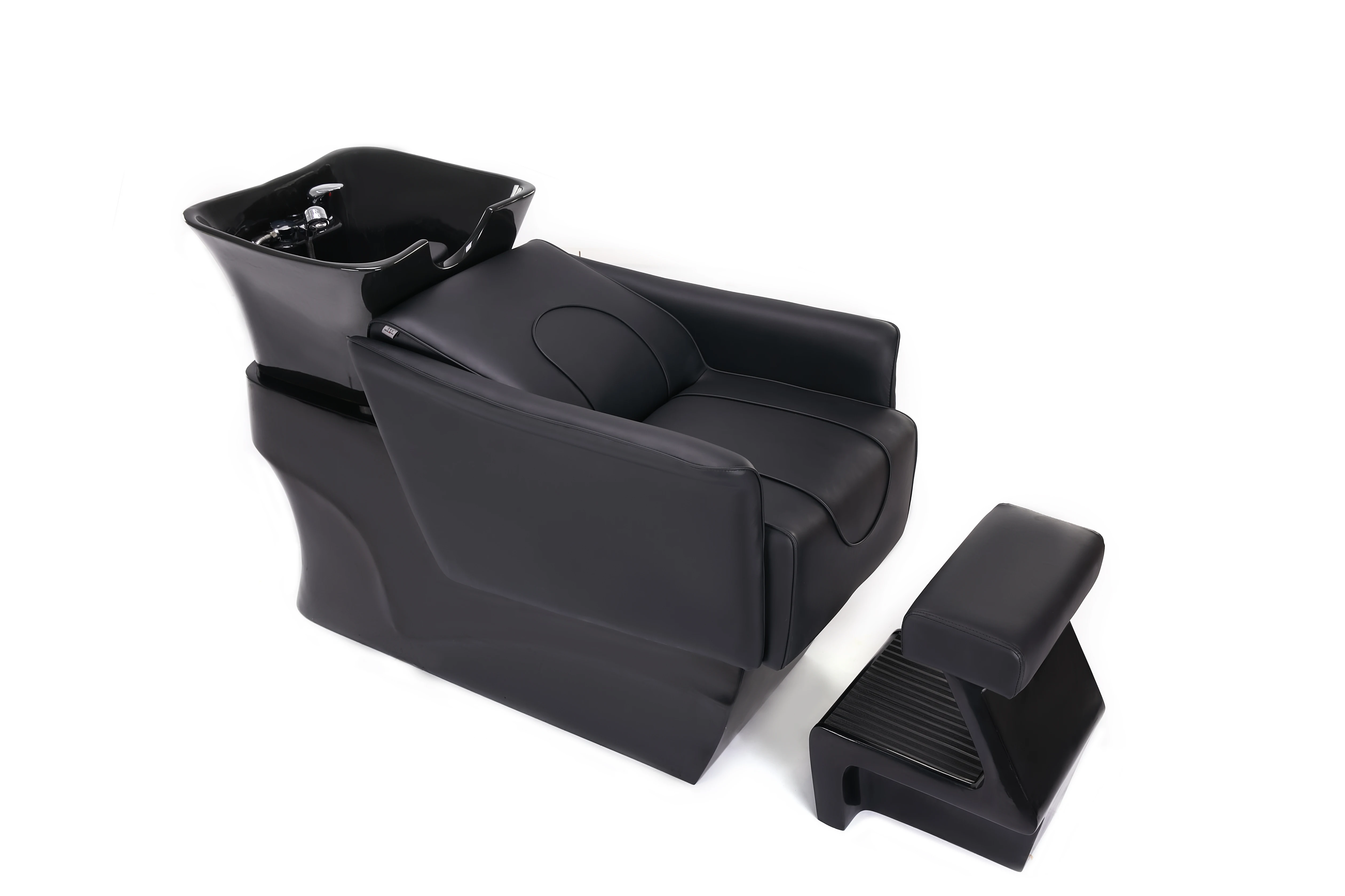 Black Modern Ceramic Bowl Hair Salon Shampoo Chair PU Leather New Hair Shampoo Chair