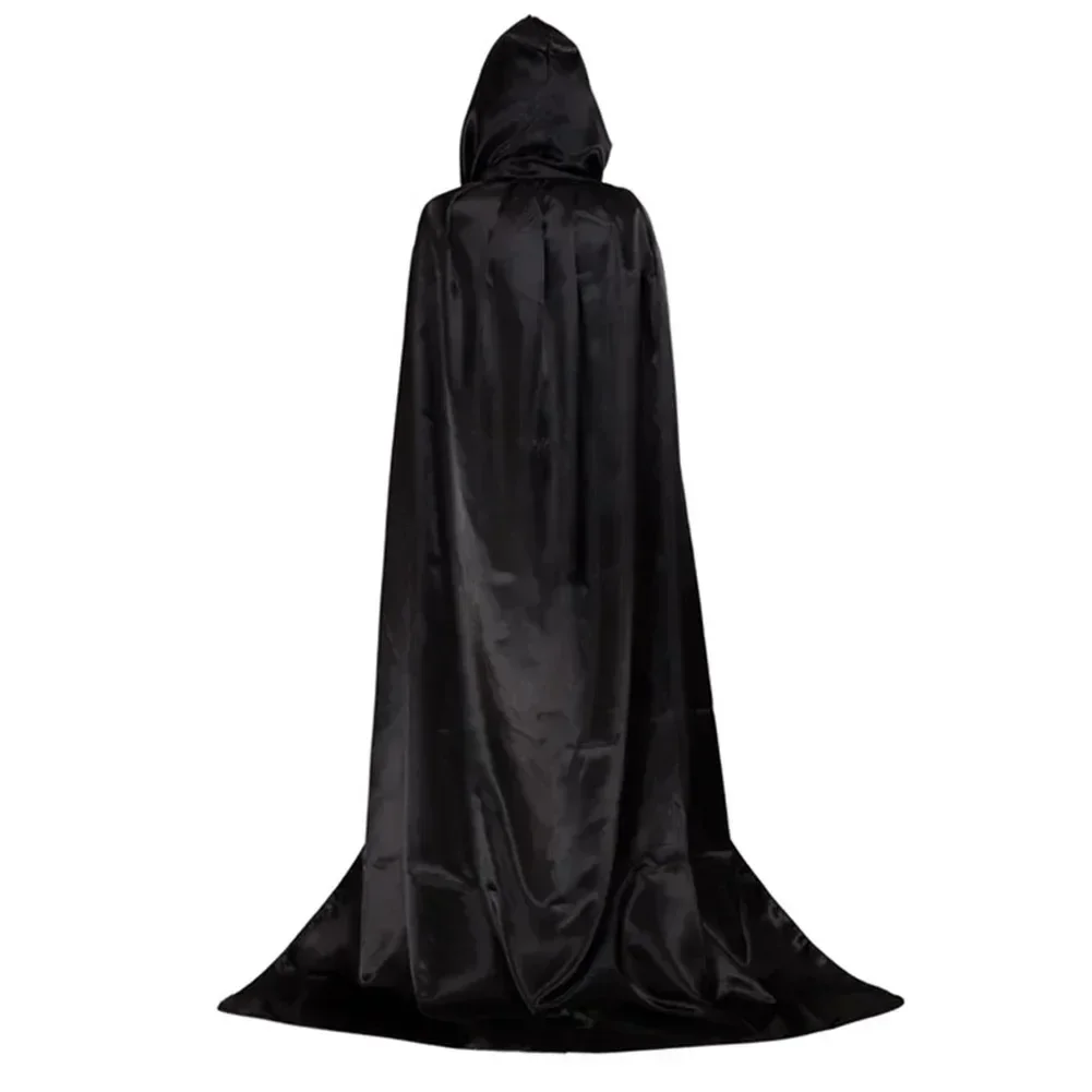Cape de sorcière à capuche noire douce unisexe, 1 pièce, Cape d'halloween, Costume de Cosplay pour fête, carnaval, mascarade, décoration