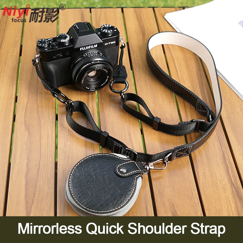 

camera strap leather camera strap Lichee Pattern style with Battery bag for fujifilm Nikon sony zve10 canon camera accessories