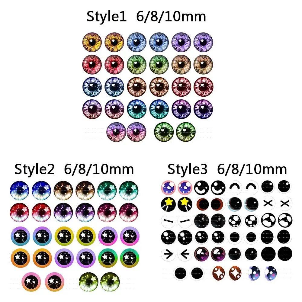 50PCS/Set 6/8/10mm Doll Eyeballs Dolls Eyes DIY Crafts Eyeballs for Dinosaur Animal Cat Eyes Gem Children Toys Dolls Accessories