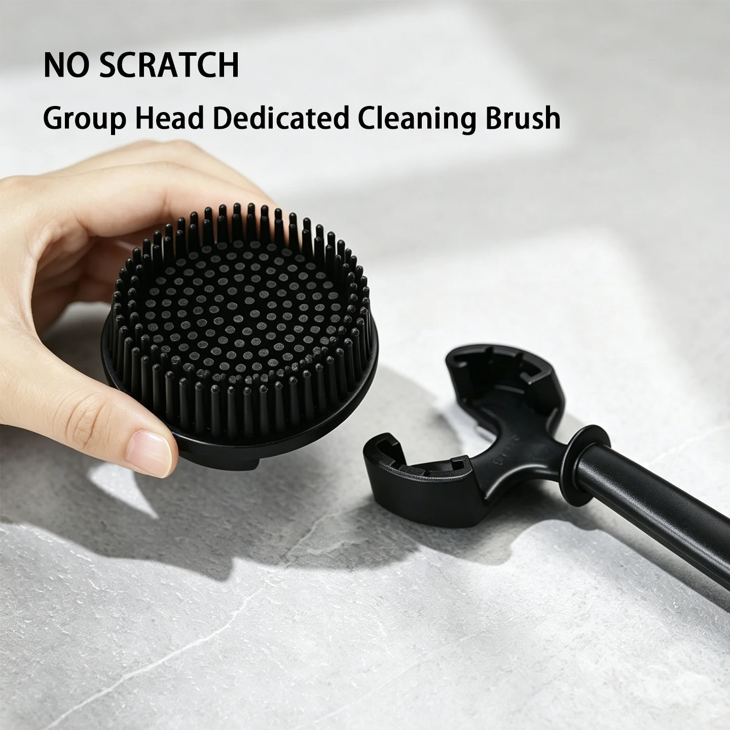 Long-handle Silicone Coffee Brush, Heat-resistant Brew Head Cleaner, Scratch-free Barista Maintenance Tool