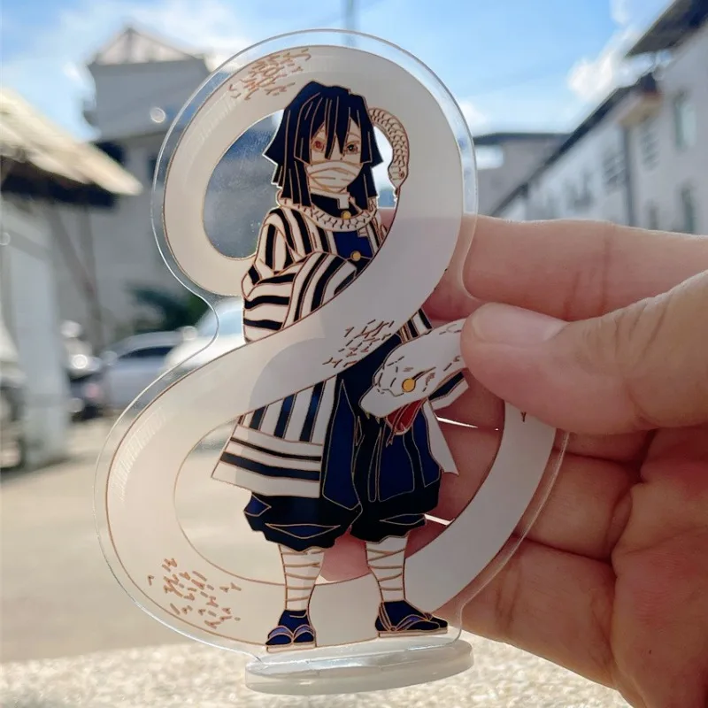 شيطان القاتل الاكريليك الحلي Iguro Obanai أنيمي عمل الشكل سيارة سطح المكتب الديكور نماذج Kawaii ألعاب أطفال هدايا عيد الميلاد