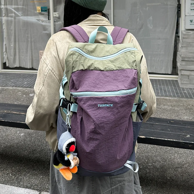 Patchwork Casual Daypack Backpack, Lightweight Daily Carry Bag for Adults, Ideal for Outdoor Hiking, School Commuting, Daily