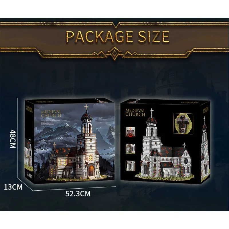 Kit de blocs de construction de château cathédrale médiévale, 6172 pièces, modèle d'architecture de vue sur la rue européenne, jouets en briques pour enfants, cadeaux de vacances