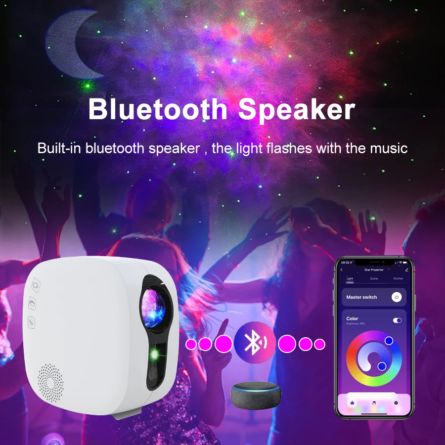 WiFi Galaxy Star Projector Night Light APP Control Bluetooth Starry Sky Projector Light Aurora Atmospher for Bedroom decor Lamp