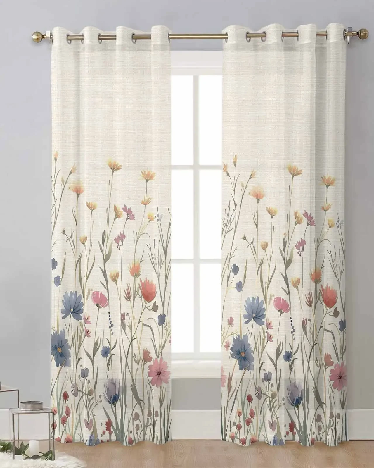 

Modern Living Room Curtains for Bedroom Flower Watercolor Bathroom Curtain Home Interior Curtains Kitchen Elegant Bedrooms Rooms