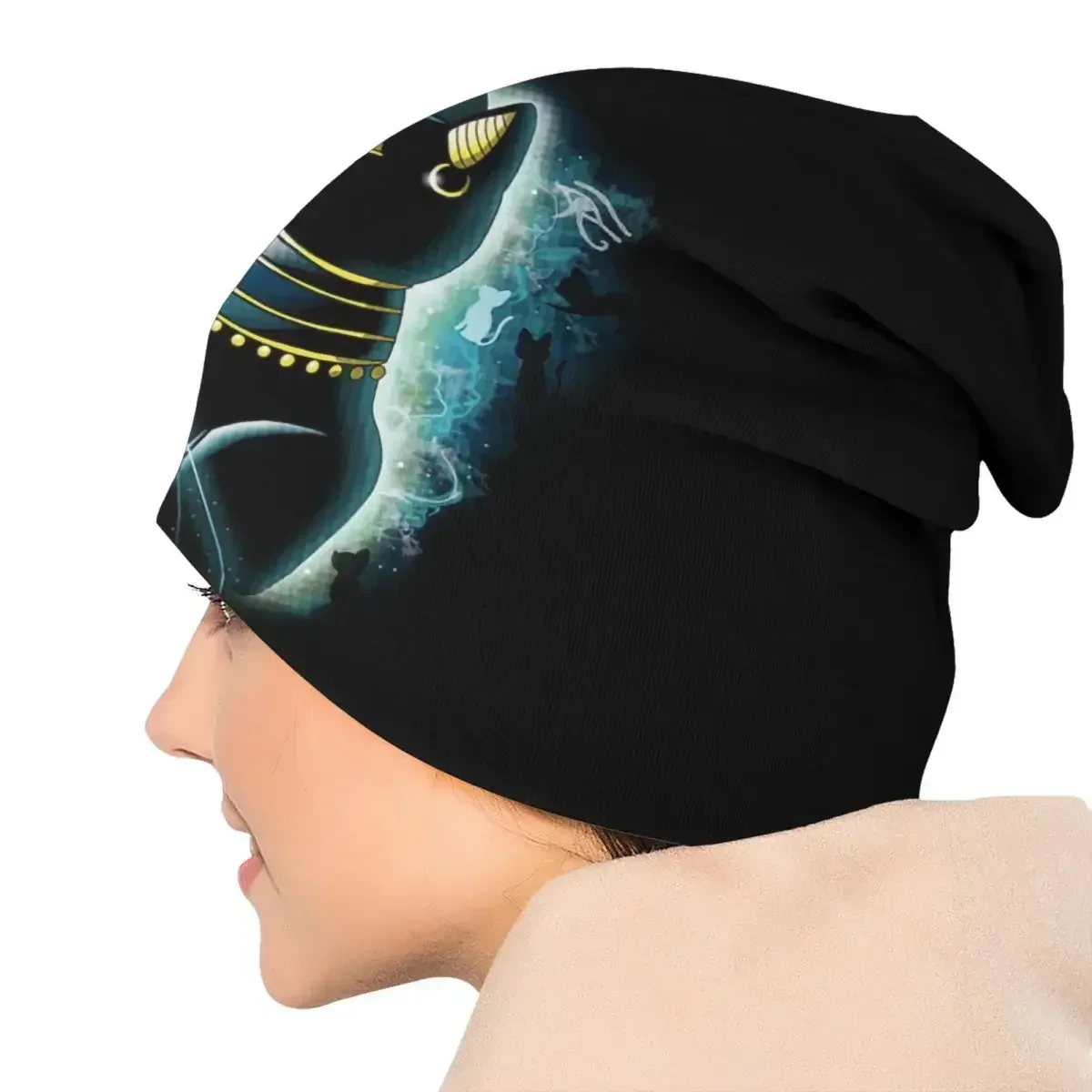 

Egyptian Goddess Caps Hip Hop Winter Warm Women Men Knit Hat Adult Unisex Ancient Egpyt Cat Bonnet Hats