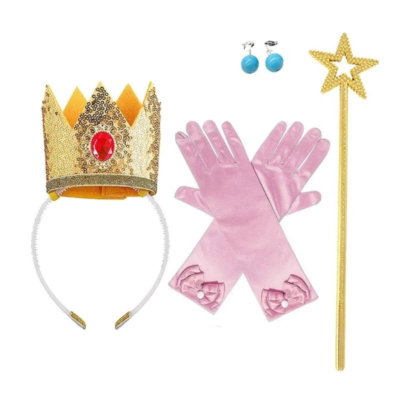 Accessori in costume da 5SD Principessa Guanti Orecchini Principessa Accessori della Croona Principessa per festa cosplay