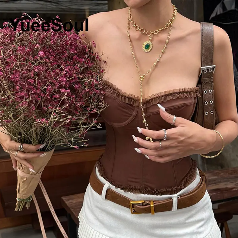 Y2K أنبوب القمم 2025 صيف جديد بلا أكمام سليم مثير المحاصيل القمم الحلو لطيف نادي الحفلات الزفاف عادية شارع العليا النساء الملابس #3