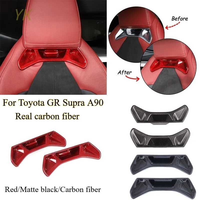 

For Toyota GR Supra A90 2019-2022 Carbon fiber Red Style Car Front Seat Rear Trim Cover Sticker Car Accessories para auto