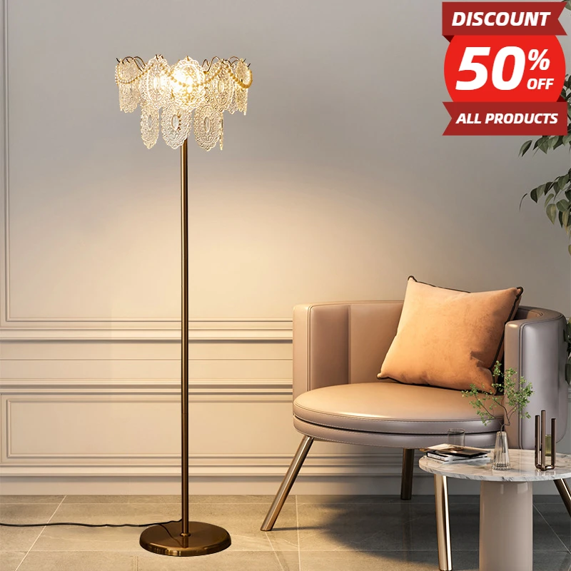 Nordic Floor Lamp High-End Luxury Light Luxury LED Ice Bar Iron Decorative Ornament Lamp Villa Living Room Bedroom G9