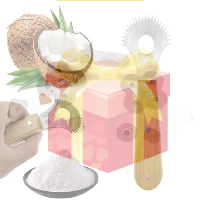 【HG】Durable Handmade Wooden Handle Coconut Planer Fruit Spoon Meat Scraper Coconut Milk Making Tool