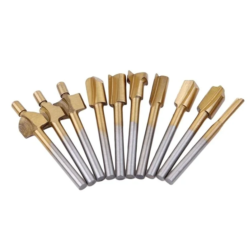 10Pcs silver and gold mini milling cutter set