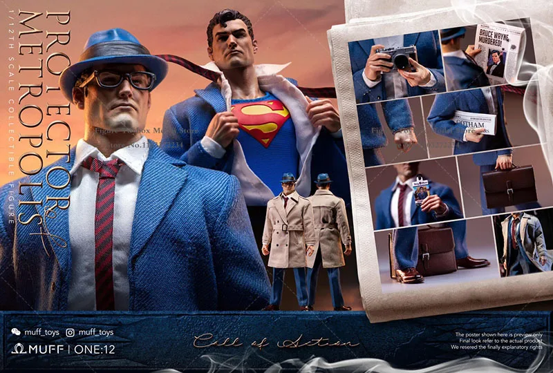 MUFF TOYS MF06 1/12 Scale TOP AGENT Superman Clark Kent Protector of Metropolis Messenger of Justice Call of Action Figure