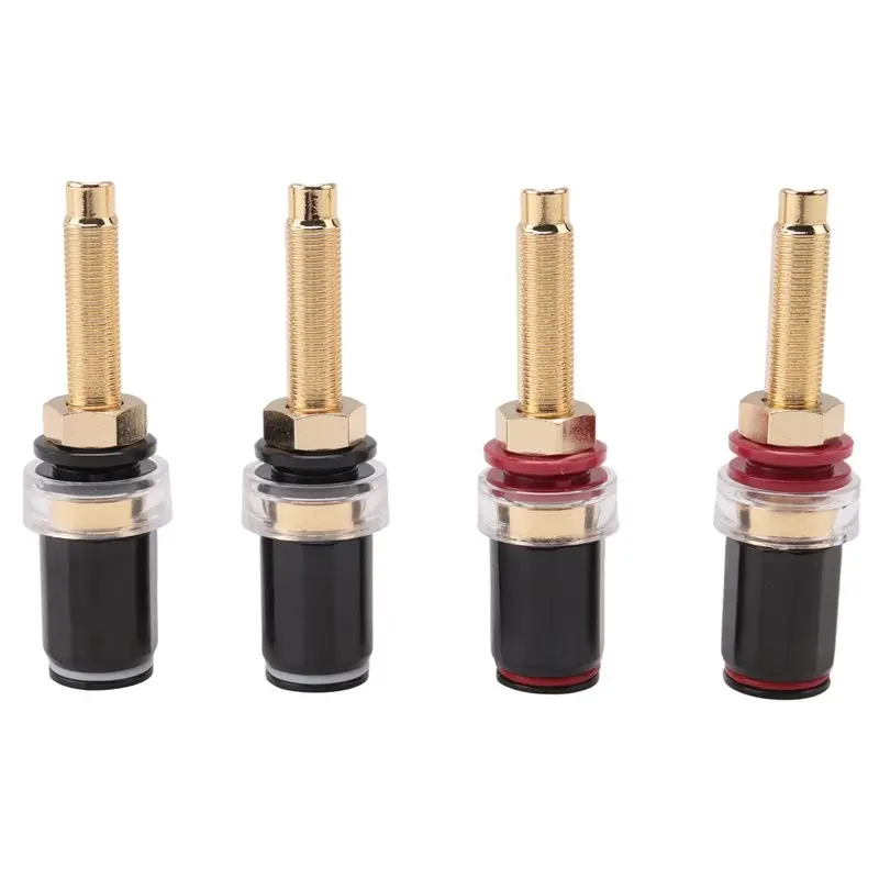 [in stock] 4Pcs Hifi Speaker Terminal Binding Post Pure Copper Gold Plated Amplifier Connector for Female Banana Jack Plug - view 3