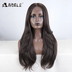 Noble Synthetic Lace Front Wigs For Women Straight Lace Wig Body Wave With Baby Hair Wig 24 inches Ombre Brown Wigs Cosplay Wig