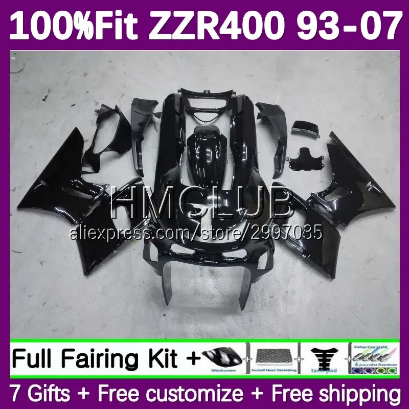 Fairing For KAWASAKI NINJA ZZR400 ZZR 400 122No.186 ZZR-400 93 94 95 96 97 98 99 00 01 02 03 04 05 06 07 Injection black stock