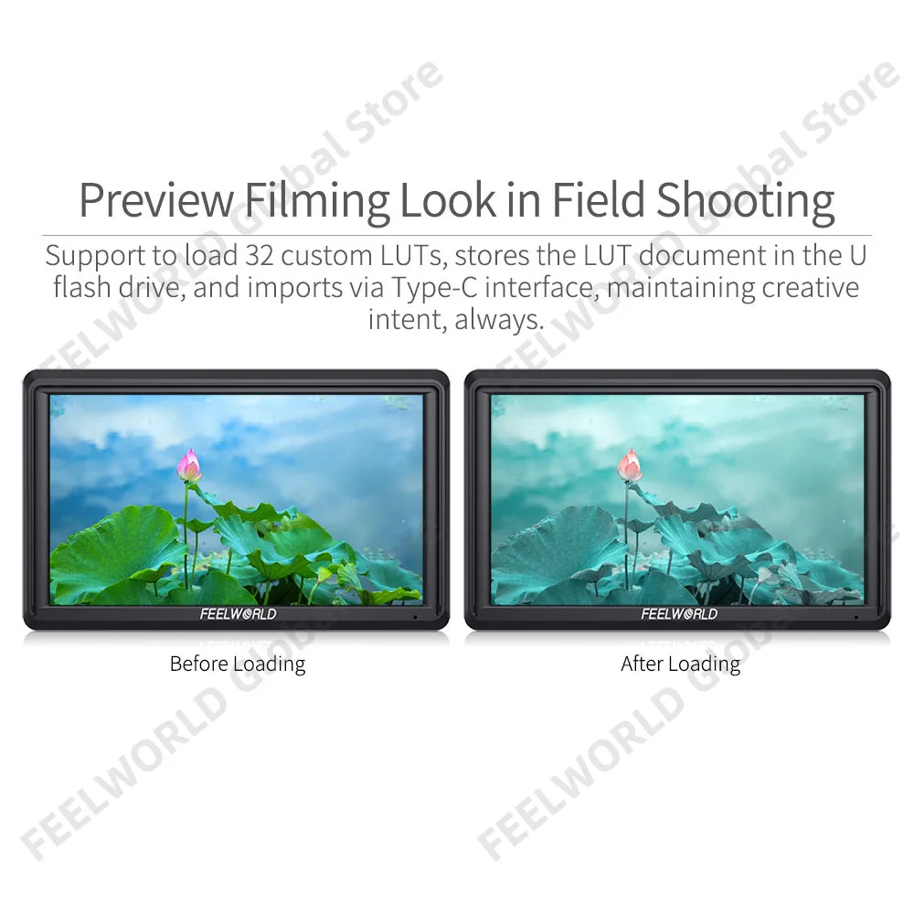 Feelworld V3 FW568มอนิเตอร์ฟิลด์สัญญาณรูปแบบคลื่นกล้องถ่ายรูปแบบพกพา6นิ้ว4K HDMI เข้า-ออกเต็ม HD 1920x1080เอาต์พุตแขนเอียง