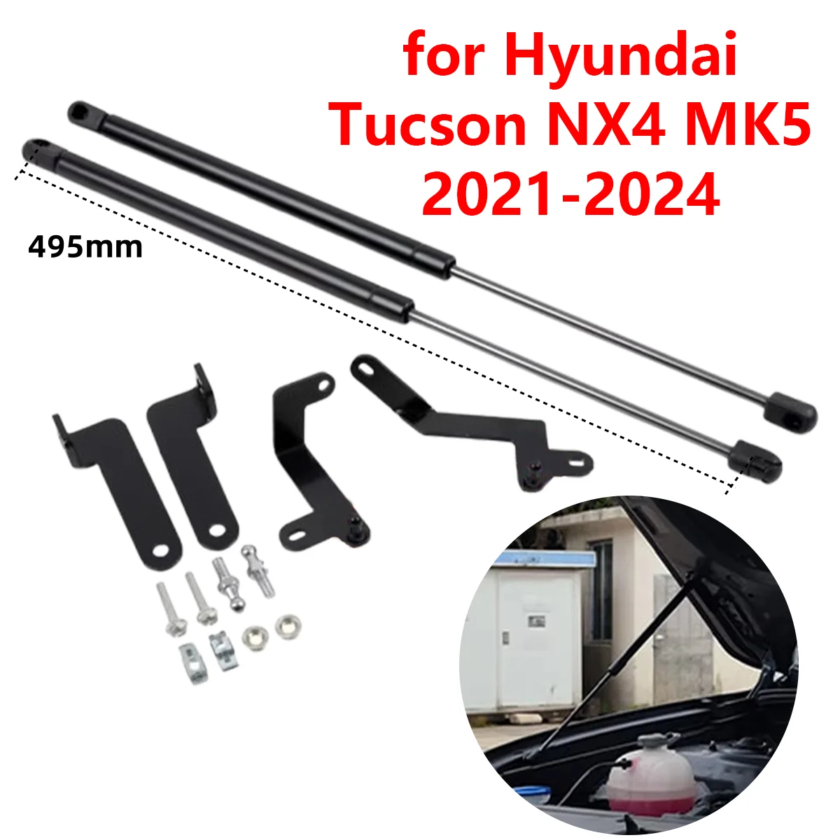 2Pcs Car Front Engine Hood Gas Struts Lift Support Rods for Hyundai Tucson NX4 Mk5 2021-2026