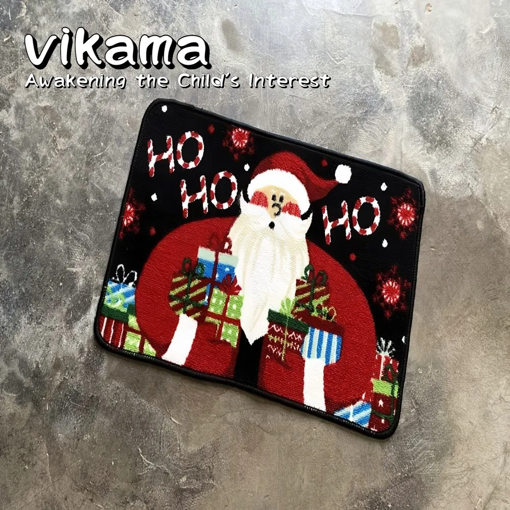 VIKAMA Christmas Doormat Santa Claus Non-Slip Doormat Ideal for entryways, balconies, and hallways Festive decorative doormat