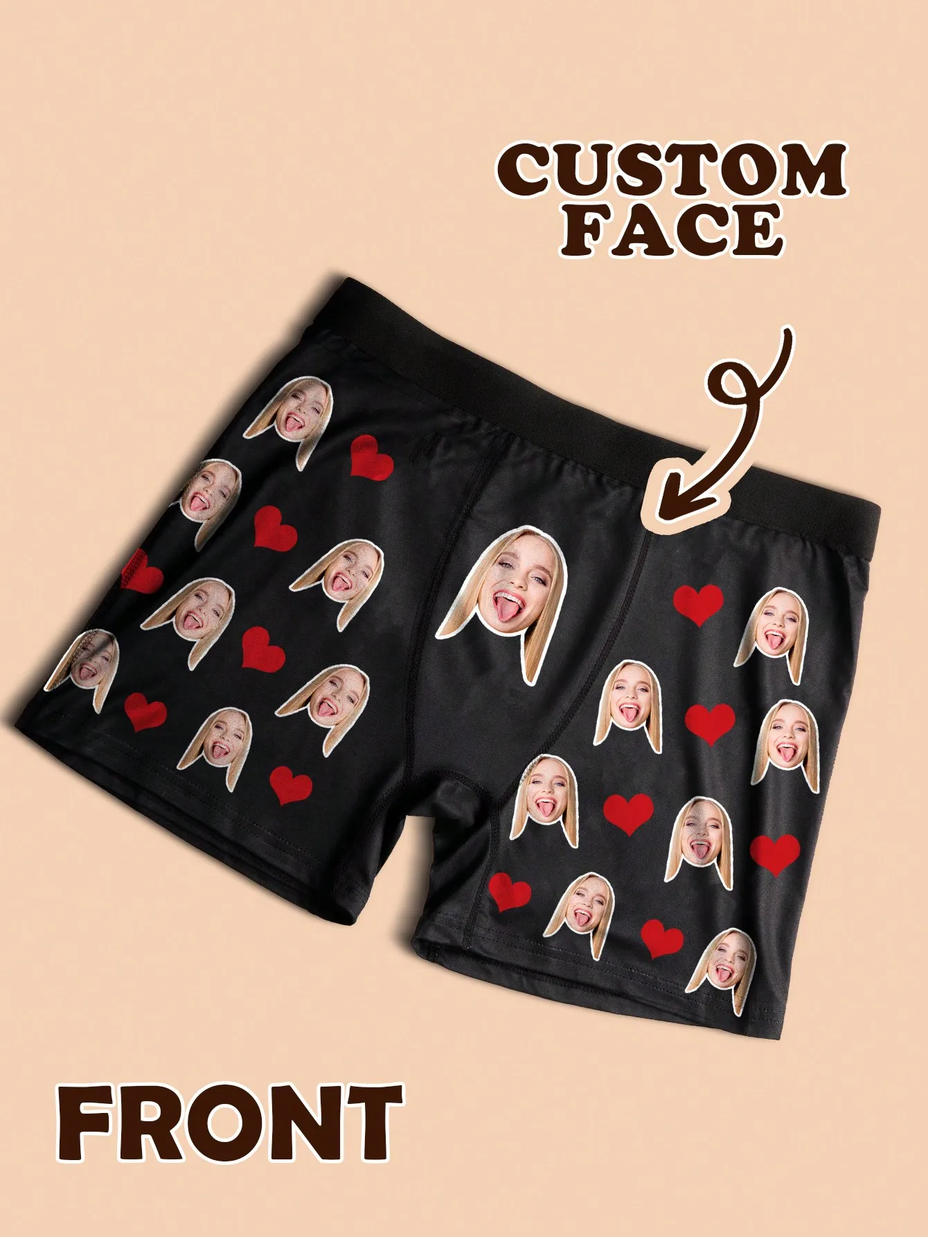 Custom Valentines Day Boxer Briefs For Men Personalized Photo Underwear Gift For Husband Boyfriend Anniversary Funny Face Print