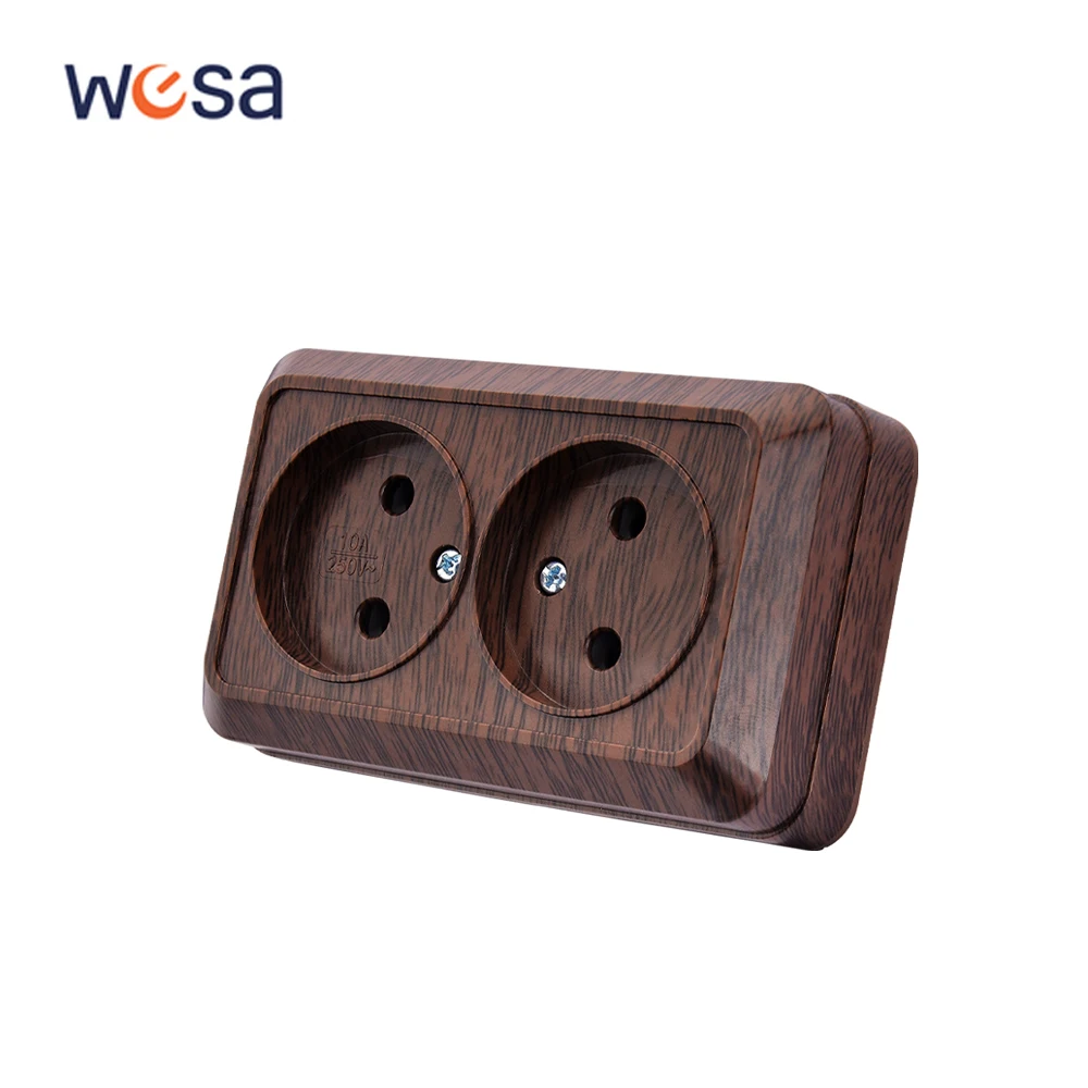 WESA Wooden Paint Wall Surface 2 Socket Plug Exterior Electrical Outlets Not Ground Outdoor Power Socket Flame Retardant Paint P