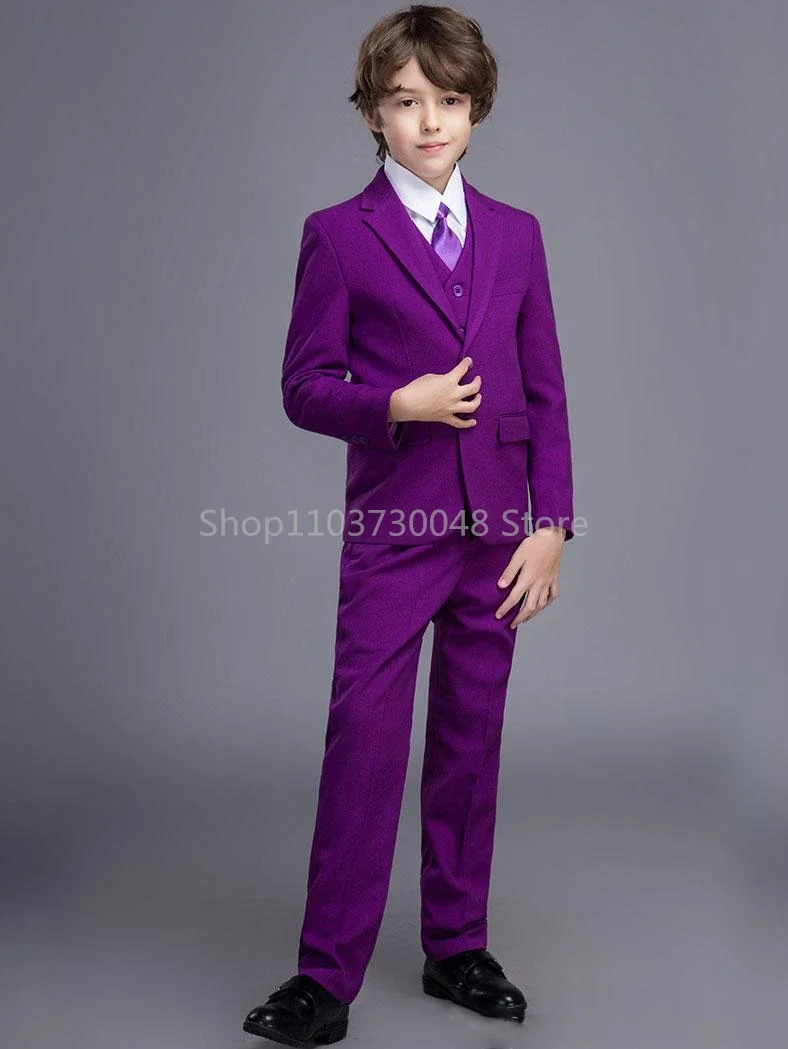 Abiti da ragazzo Blazer tinta unita Giacca Gilet Pantaloni 3 pezzi Abito per bambini 1 anno Compleanno Bambini Set da sera per spettacoli di nozze